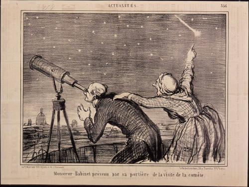Honoré Daumier, “Mr Babinet, warned by his concierge of the arrival of the comet”, illustration for Le Charivari