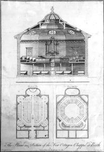 Esquema de la Octagon Chapel donde William Herschel trabajó como organista