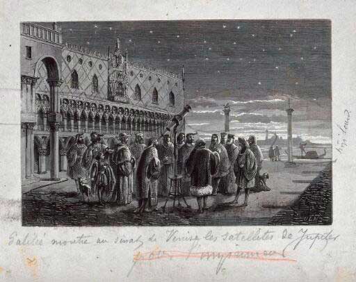 Galileo con su telescopio en la Plaza de San Marco.