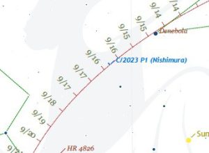 Carta de observación del cometa C/2023 P1 Nishimura